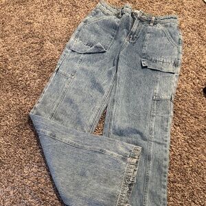 Princess Polly Blue Flare & Wide Leg Jeans size 4